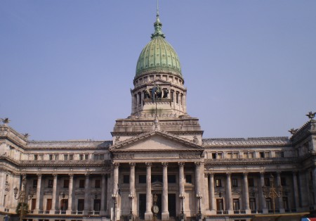 El Congreso Nacional as seen from Plaza de Congreso